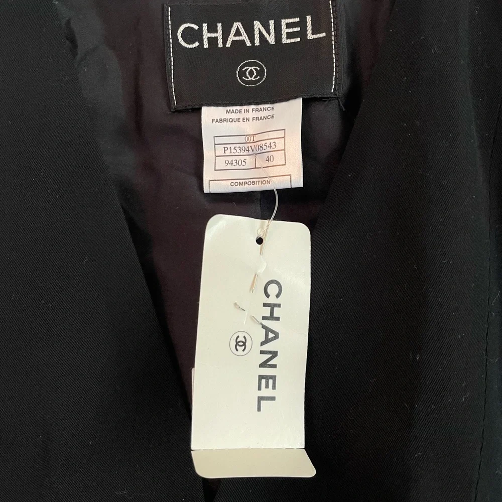 CHANEL Black Cropped Collarless Blazer Jacket NWT - Picture 4 of 4
